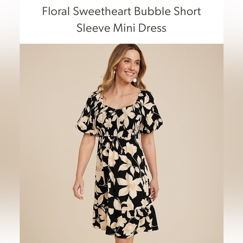 Maurices Floral Sweetheart Bubble Mini Dress - Picture 2 of 7